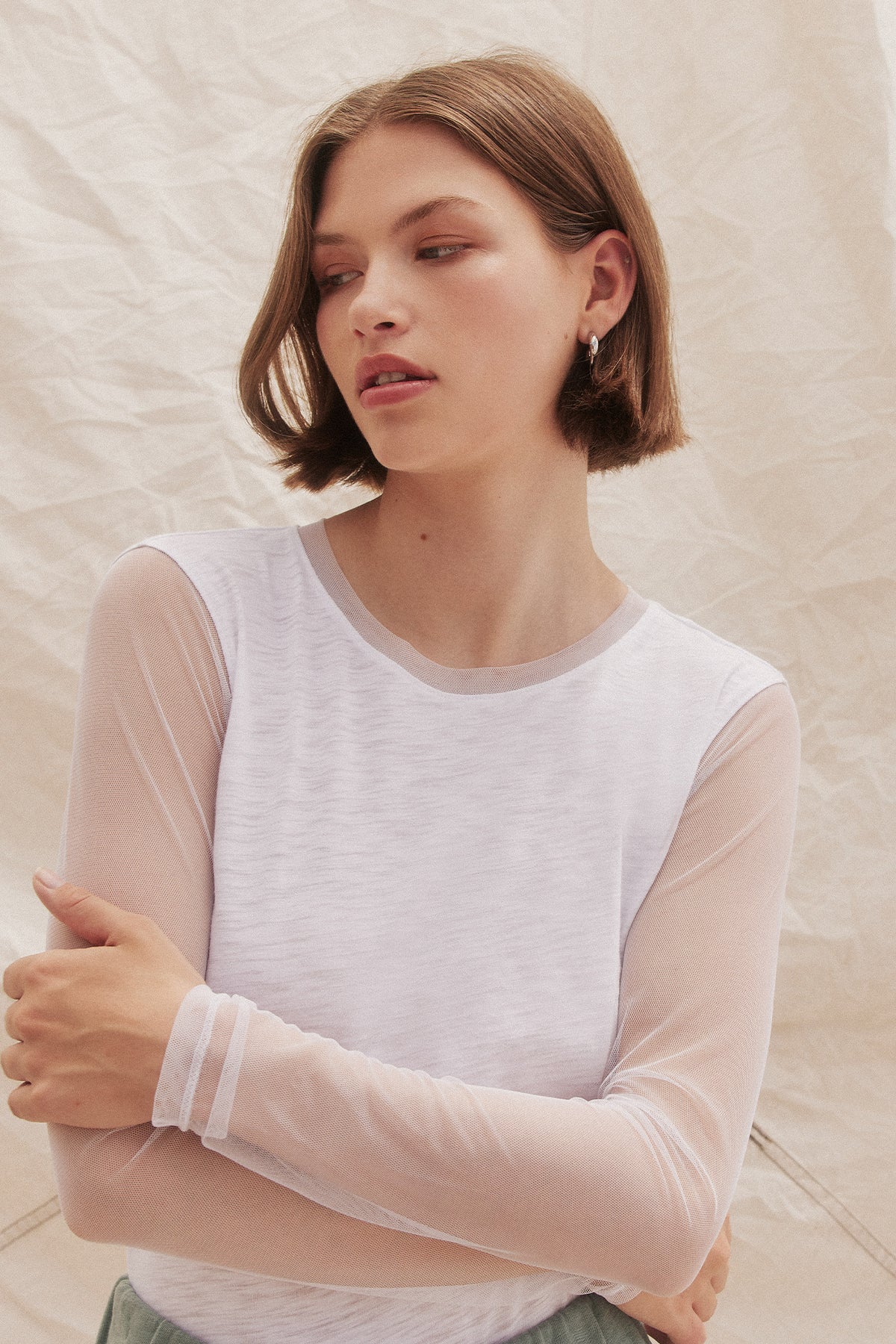 Tulle Long Sleeve Tee - Goldie LeWinter #color_white