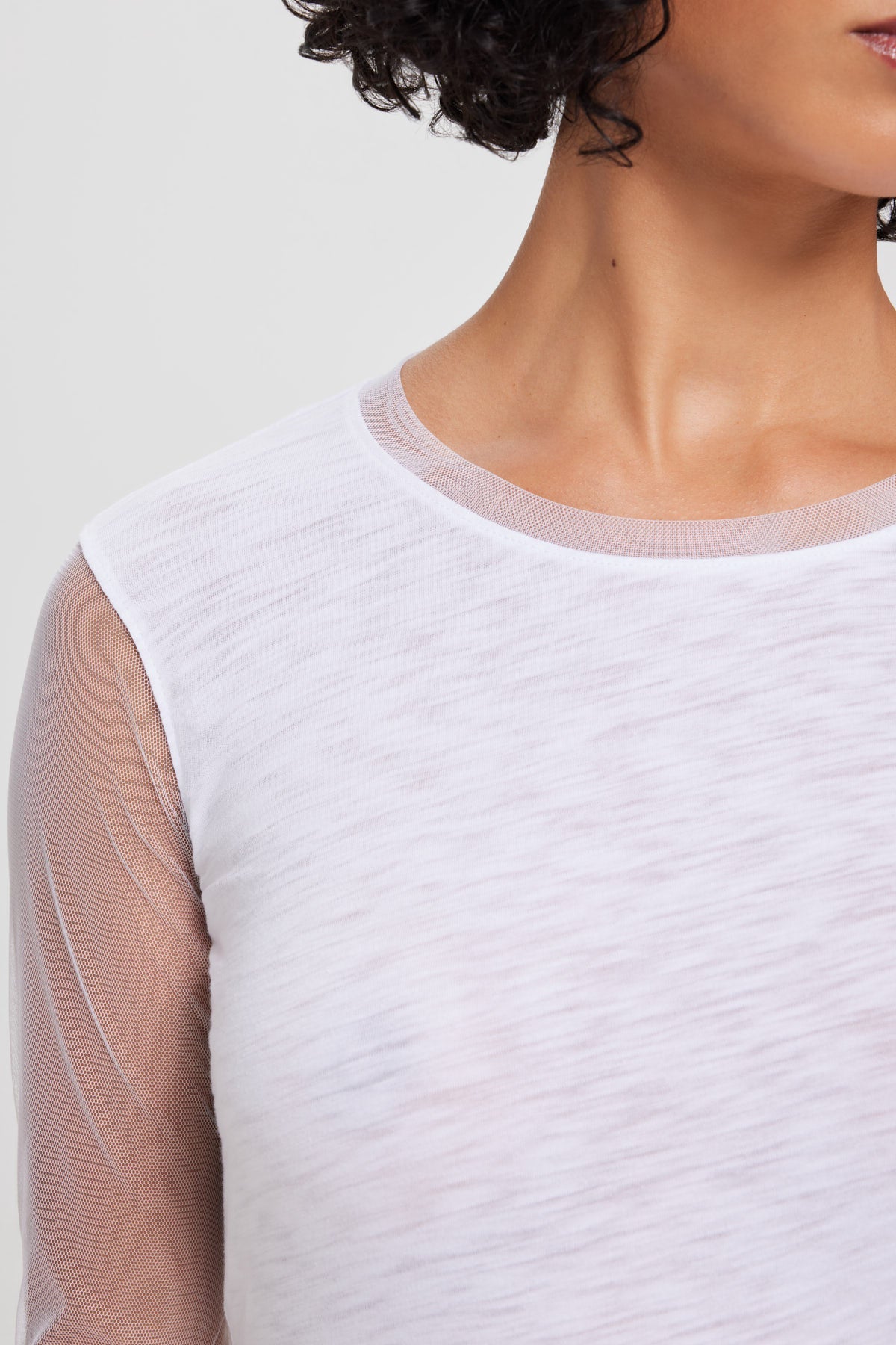 Tulle Long Sleeve Tee - Goldie LeWinter #color_white