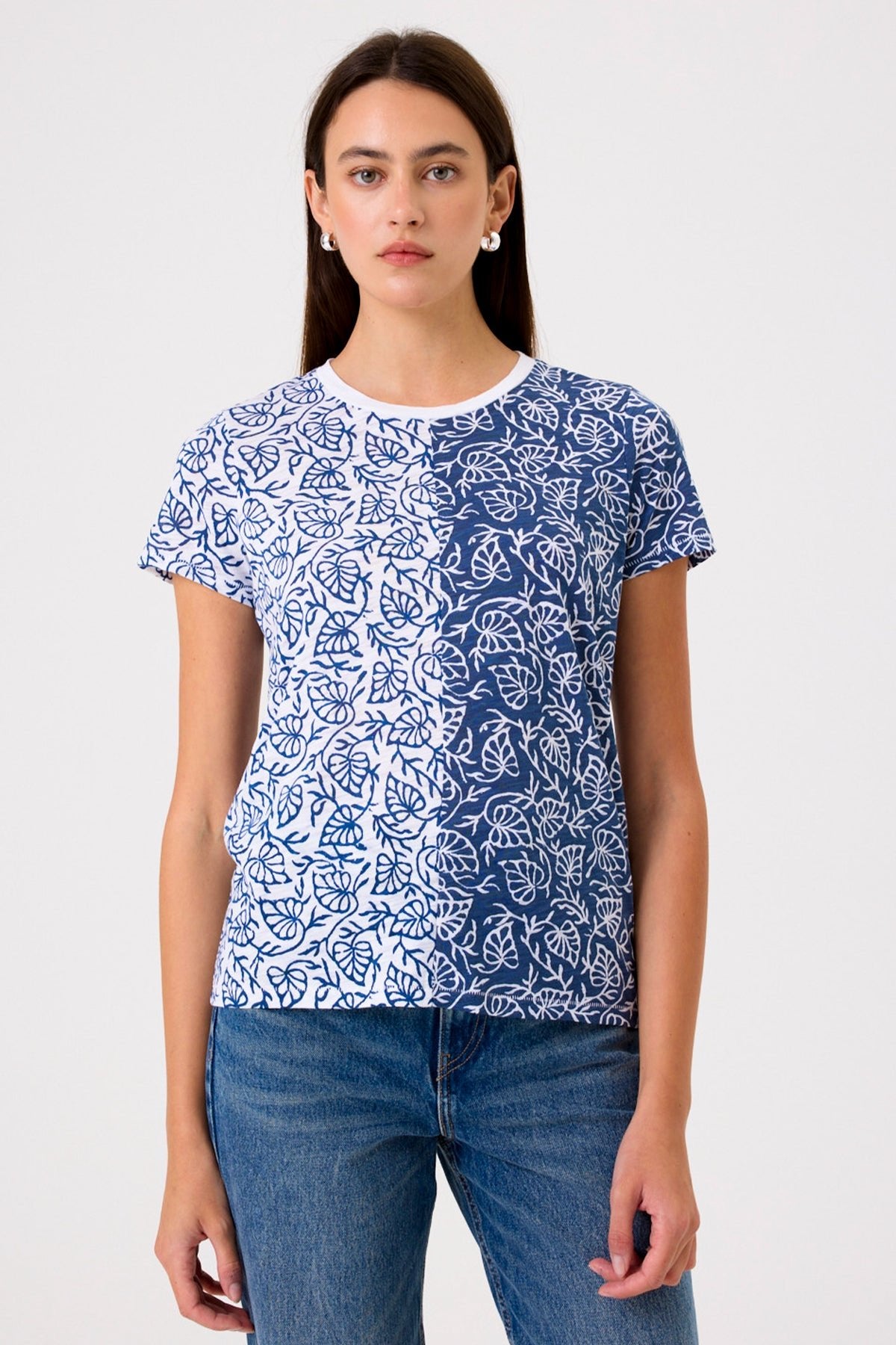 Two-Tone Rainforest Tee - Goldie LeWinter #color_estate / white