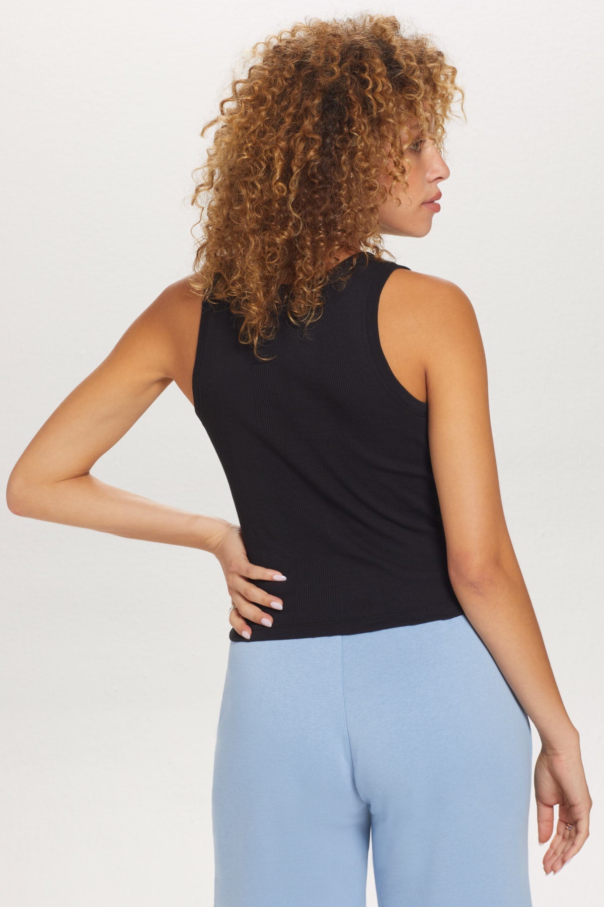 Variegated Rib Crop Tank - Goldie LeWinter #color_black