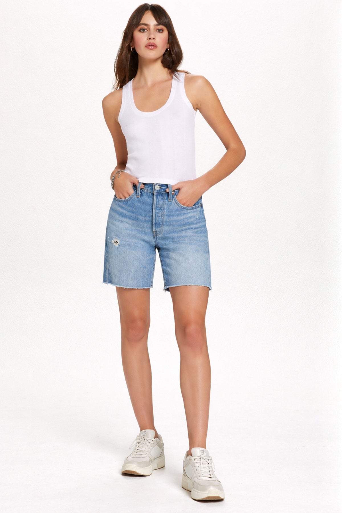 Variegated Rib Crop Tank - Goldie LeWinter #color_white