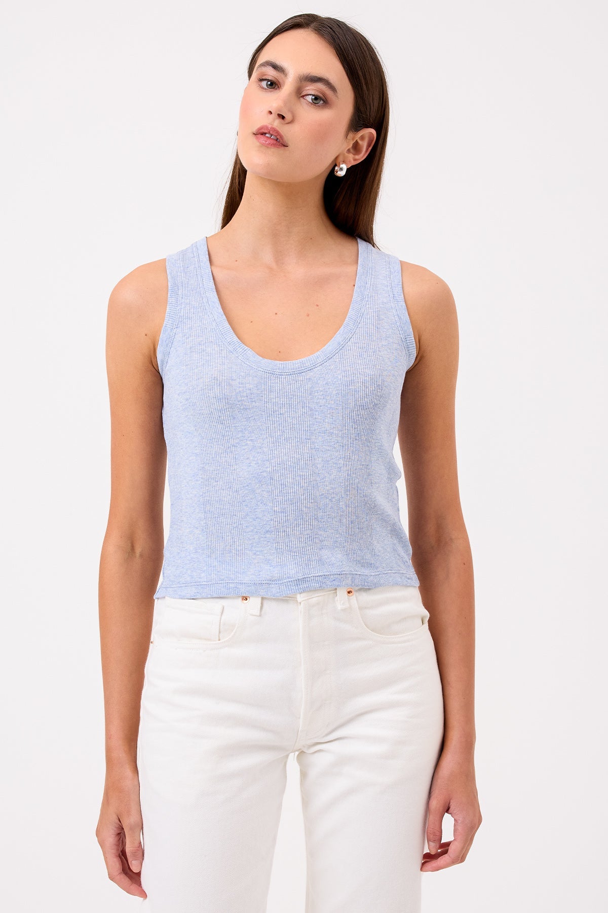 Variegated Rib Crop Tank - Goldie LeWinter #color_blue heather