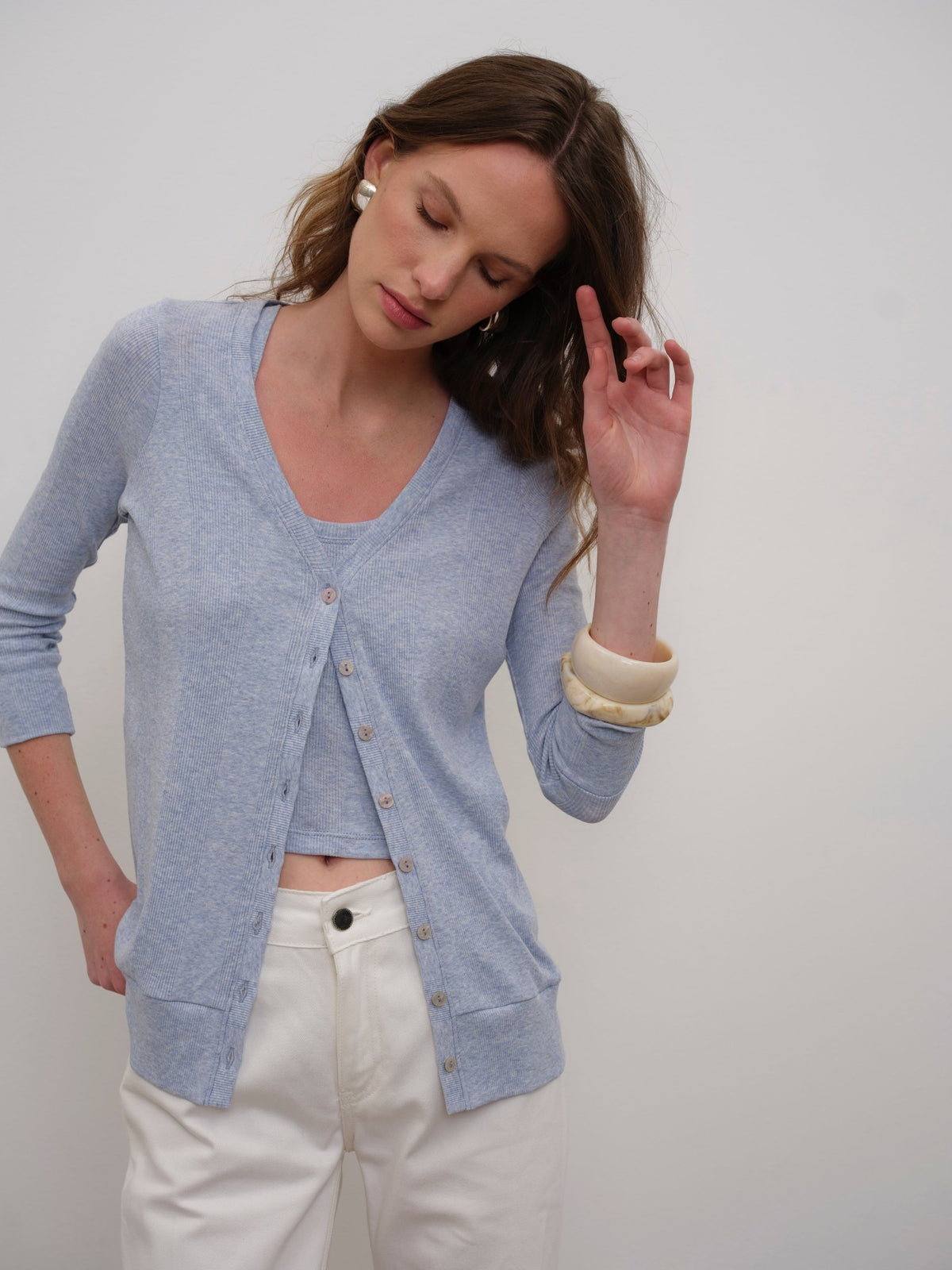 Variegated Rib Crop Tank - Goldie LeWinter #color_blue heather