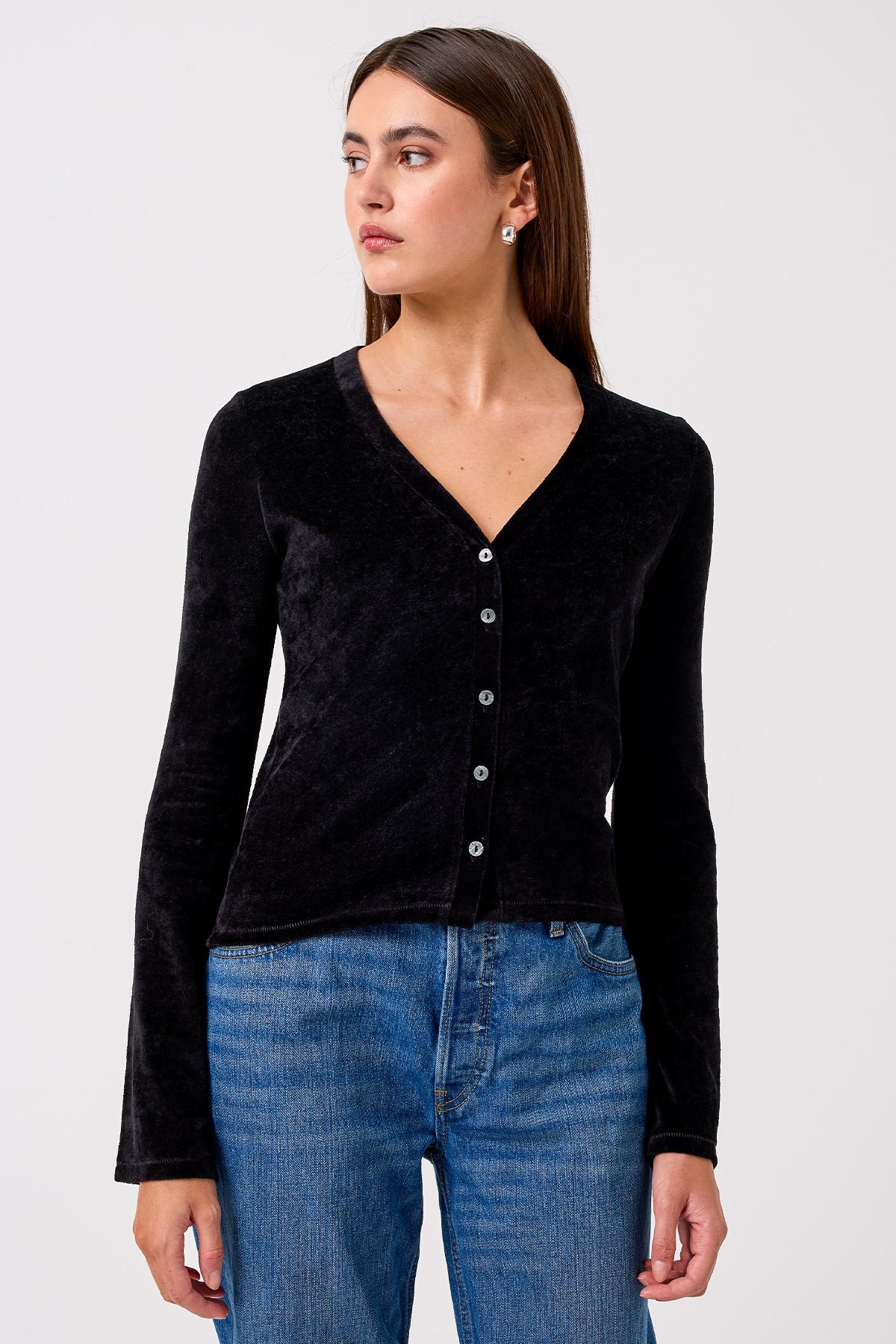Velour Crush Cardigan - Goldie LeWinter #color_black