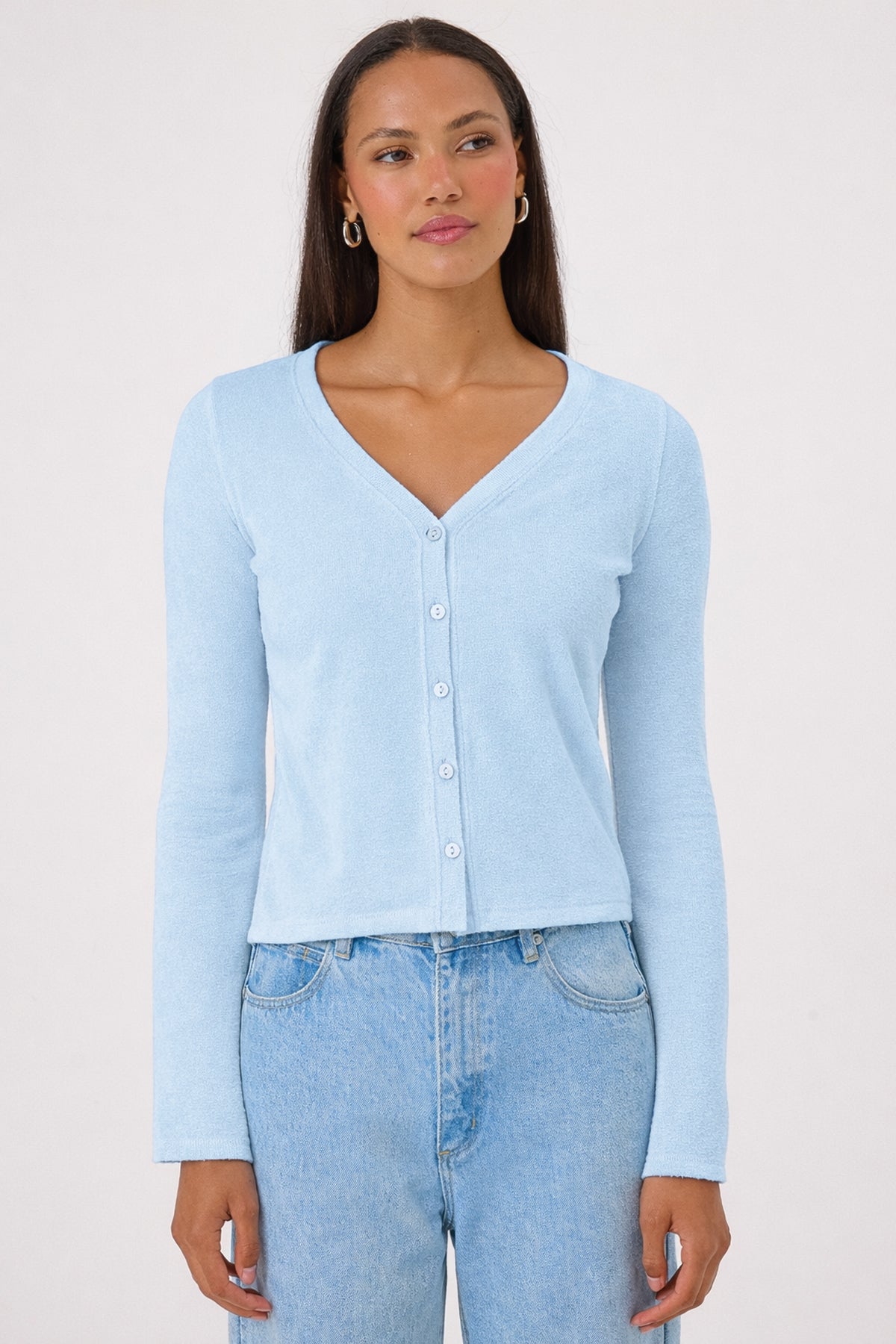 Velour Crush Cardigan - Goldie LeWinter #color_placid - online exclusive