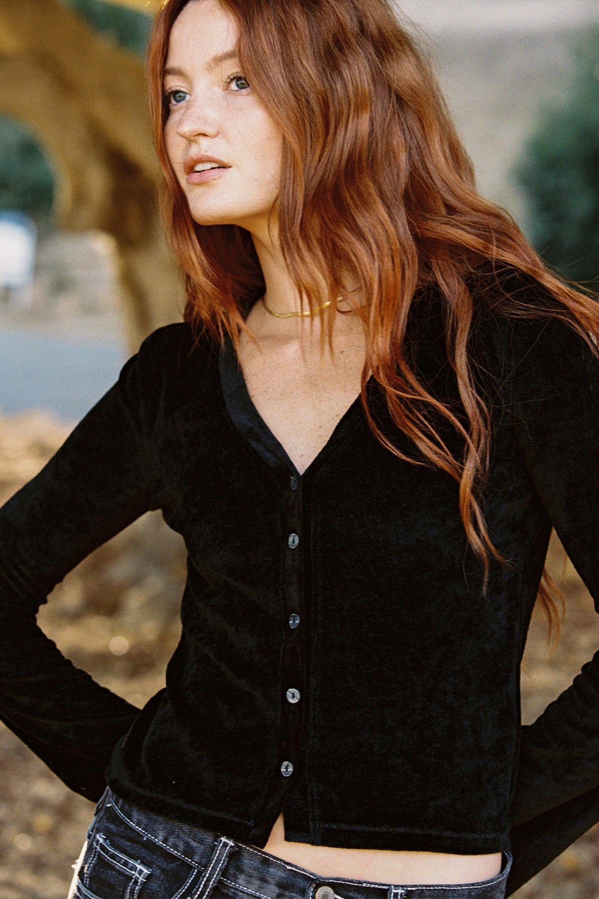 Velour Crush Cardigan - Goldie LeWinter #color_black