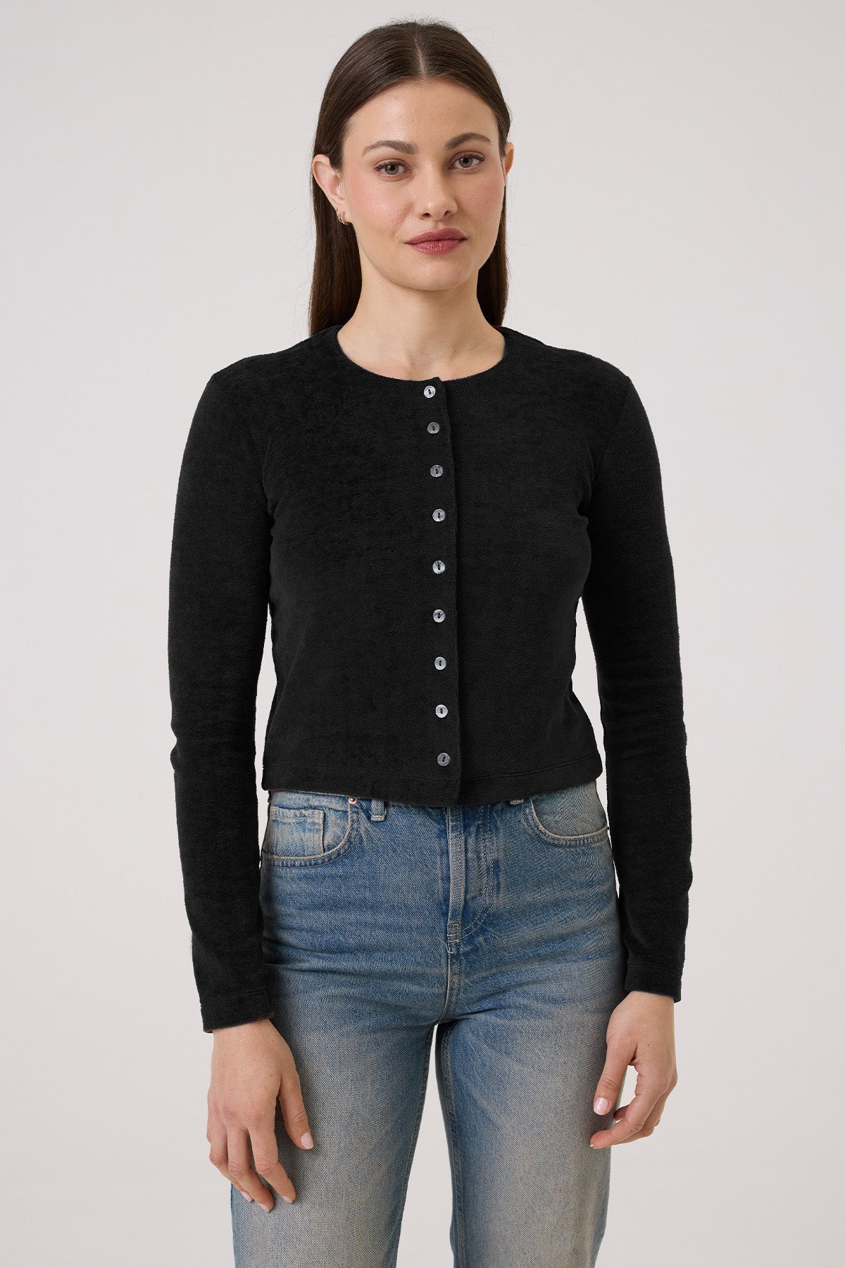 Velour Crush Cardigan - Goldie LeWinter #color_black