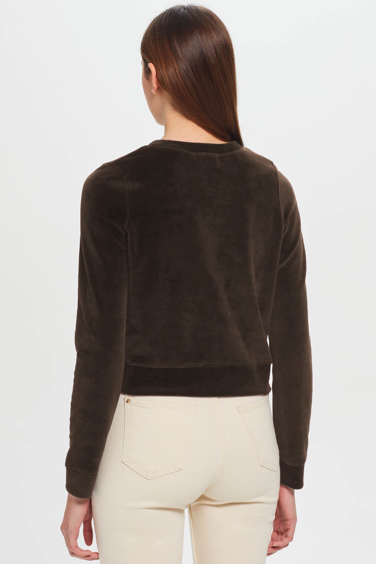 Velour Crush Crop Sweatshirt - Goldie LeWinter #color_coffee - limited edition