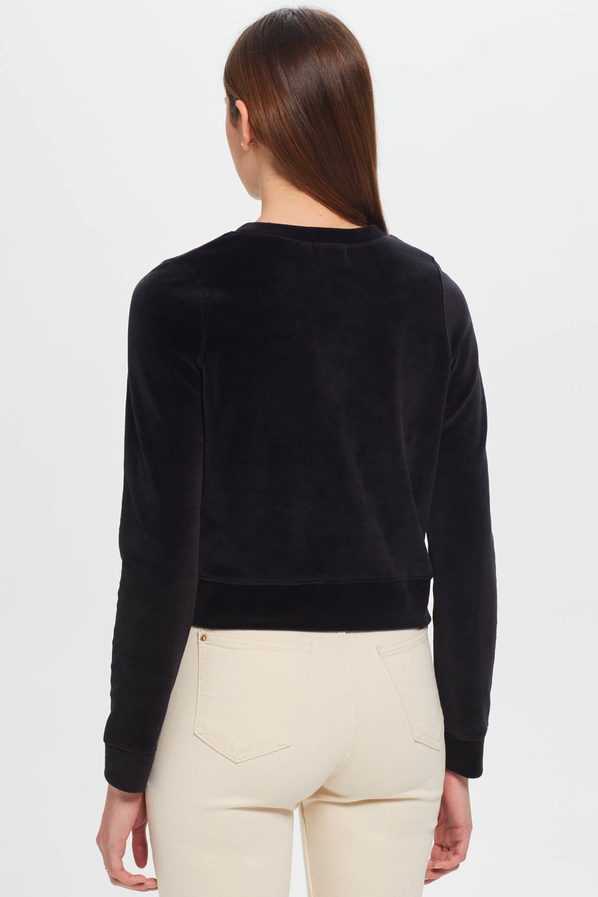Velour Crush Crop Sweatshirt - Goldie LeWinter #color_black