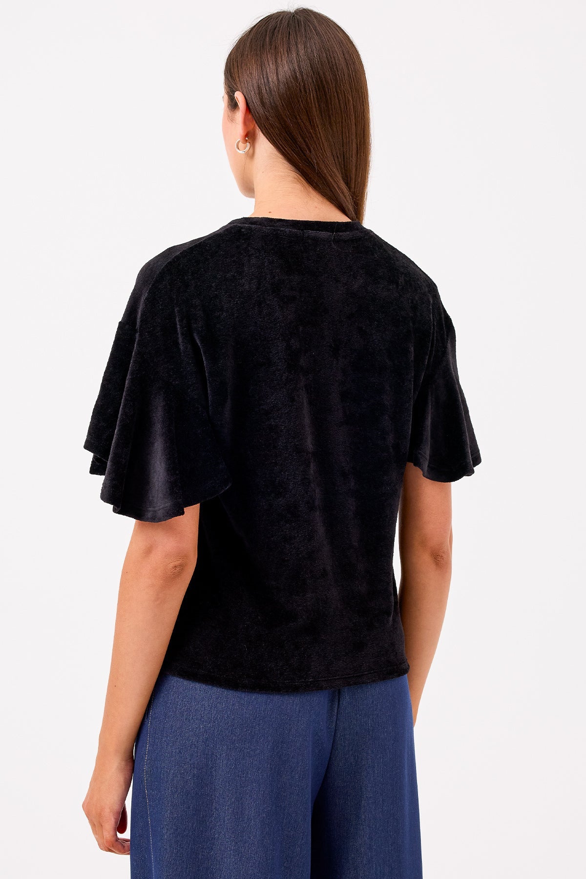 Velour Crush Flutter Sleeve Top - Goldie LeWinter #color_black