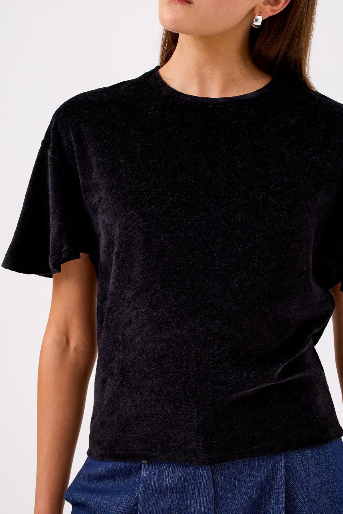 Velour Crush Flutter Sleeve Top - Goldie LeWinter #color_black