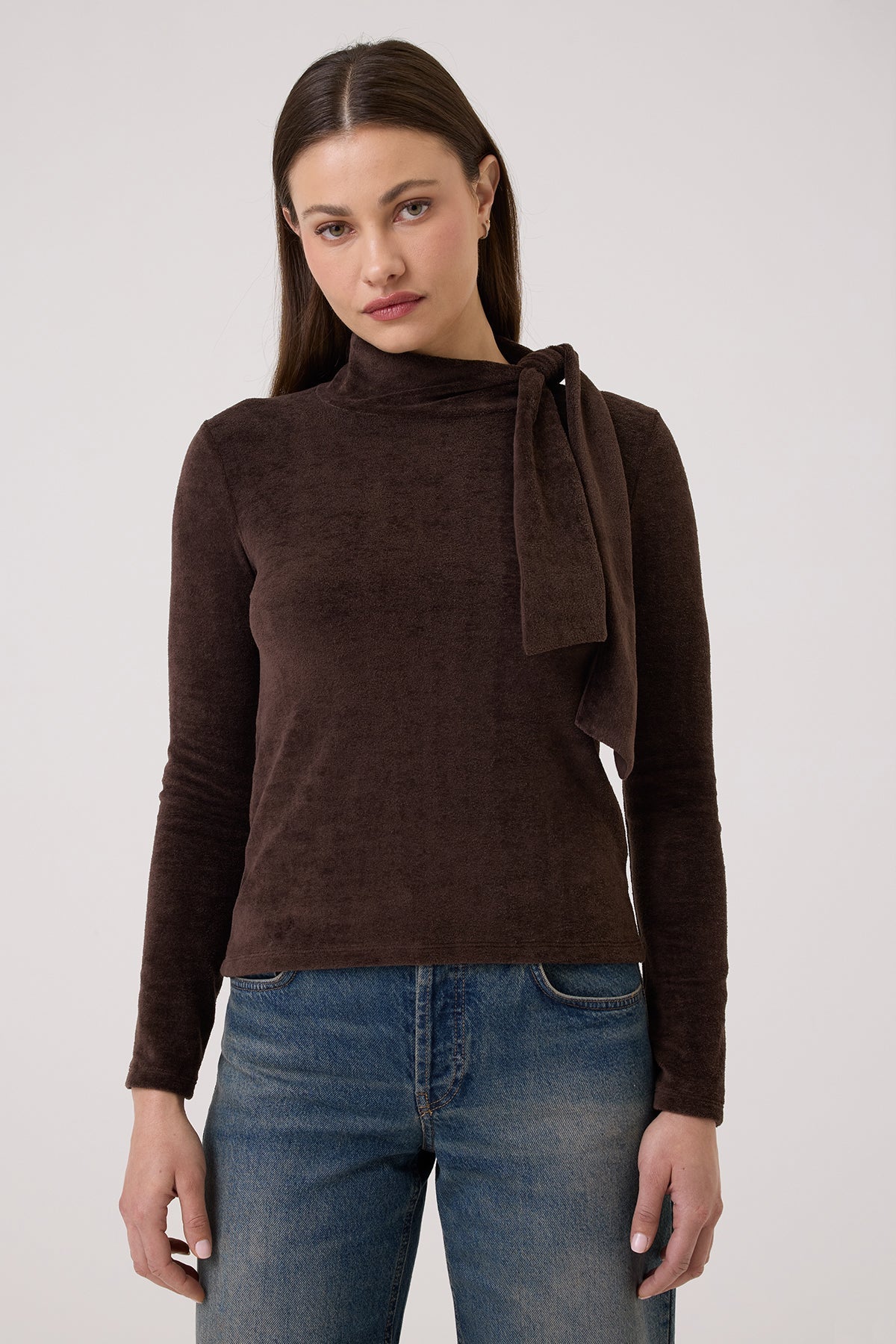 Velour Crush Scarf Top - Goldie LeWinter #color_coffee - limited edition