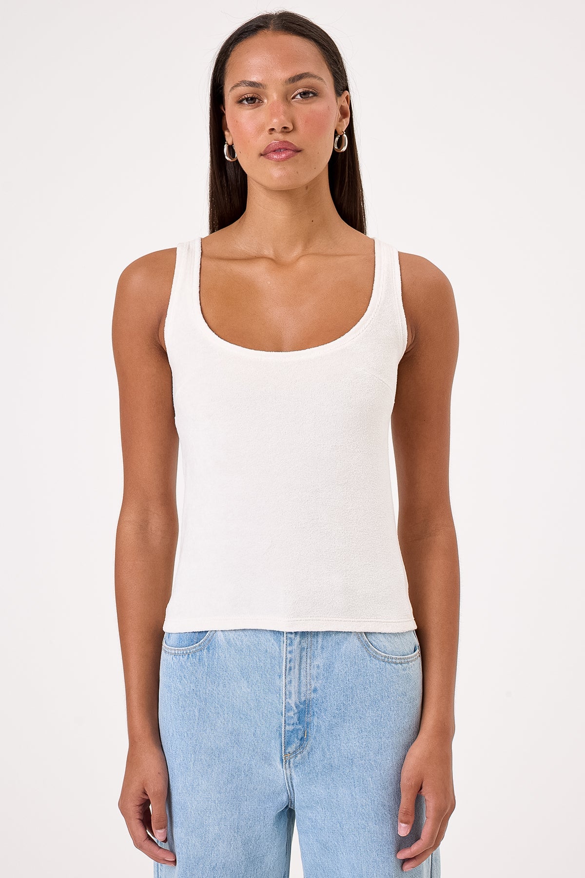 Velour Crush Tank - Goldie LeWinter #color_white sand