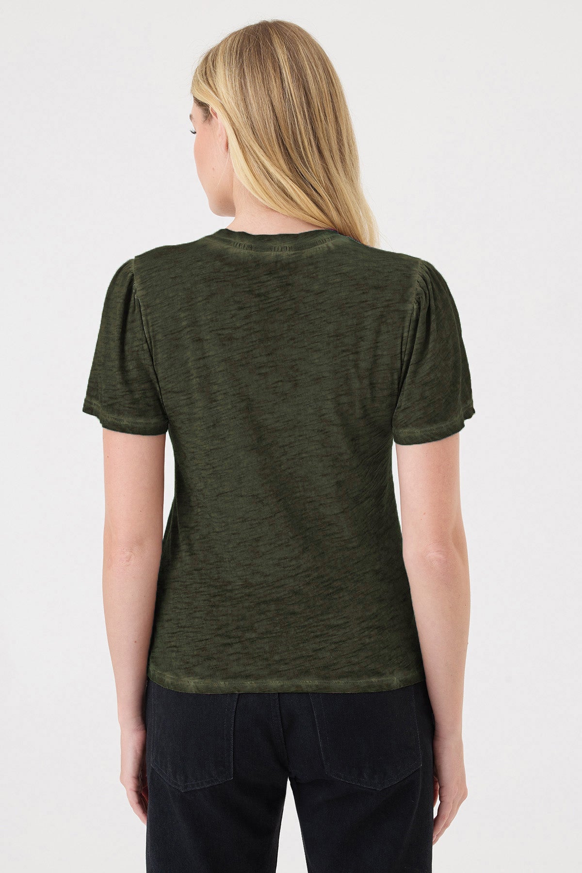 Vintage Wash Flutter Sleeve V Neck Tee
