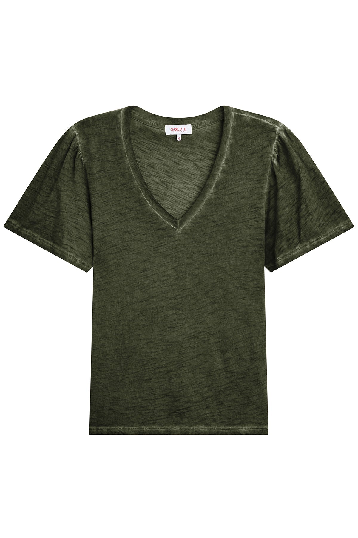 Vintage Wash Flutter Sleeve V Neck Tee