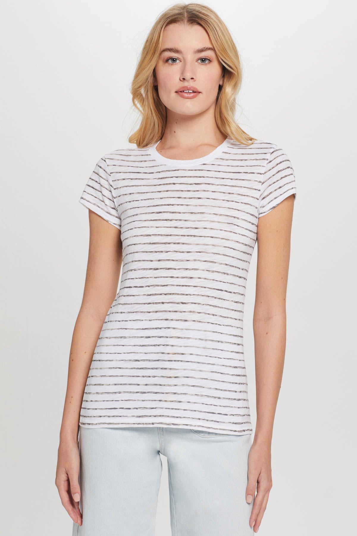 Watercolor Stripe Ringer Tee - Goldie LeWinter #color_string - limited edition