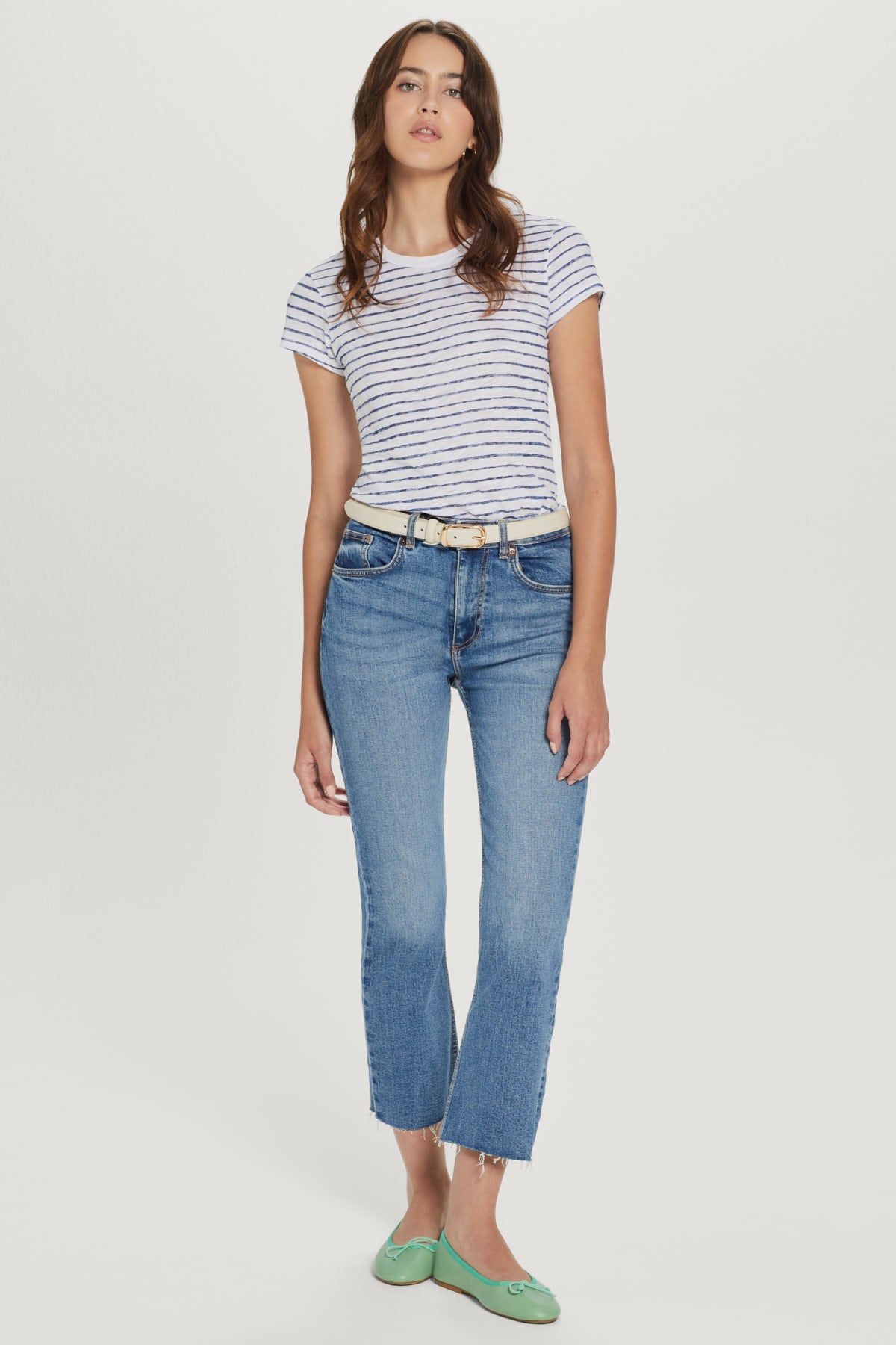 Watercolor Stripe Ringer Tee - Goldie LeWinter #color_infinity - limited edition