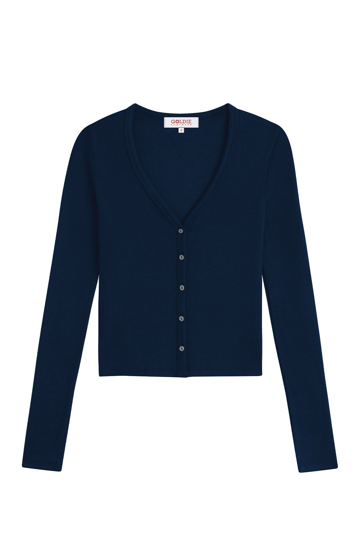Zoé Mini Cardigan – Cropped Ribbed V-Neck | Goldie Tees