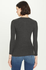 Ribbed Henley Top - Goldie 