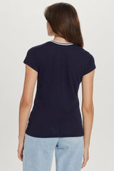 Ruby Shimmer Tipped Ringer Tee - Goldie Lewinter