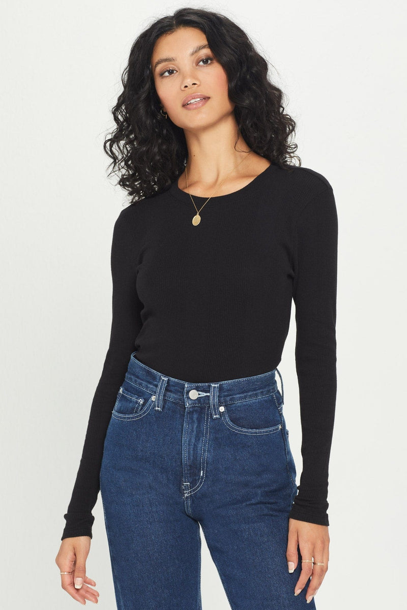Long Sleeve Variegated Rib Tee - Goldie 