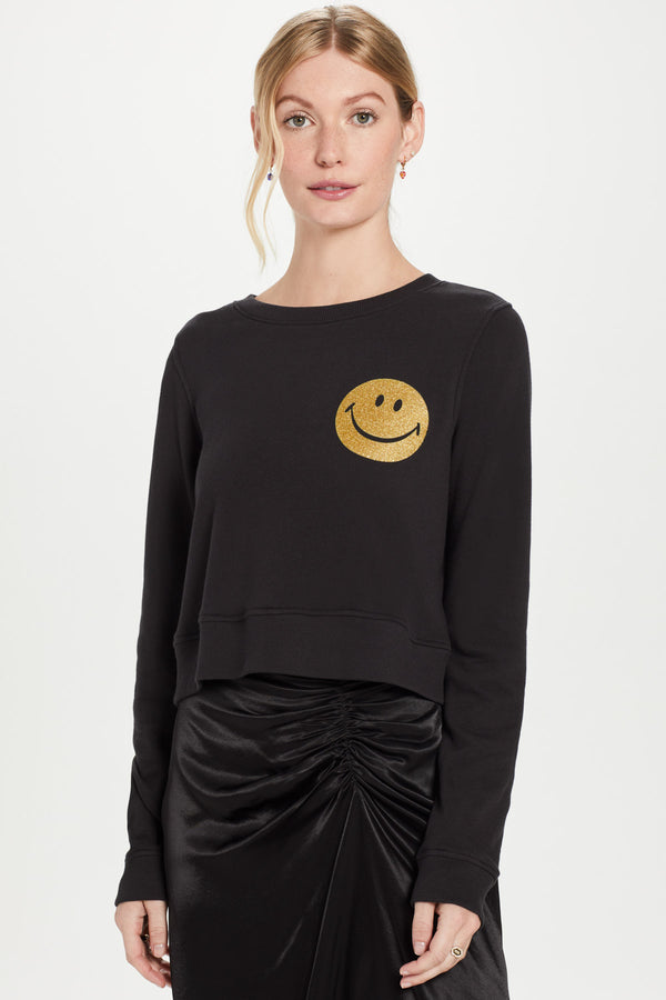 Ms. Smiley Crop Sweatshirt - Goldie Lewinter