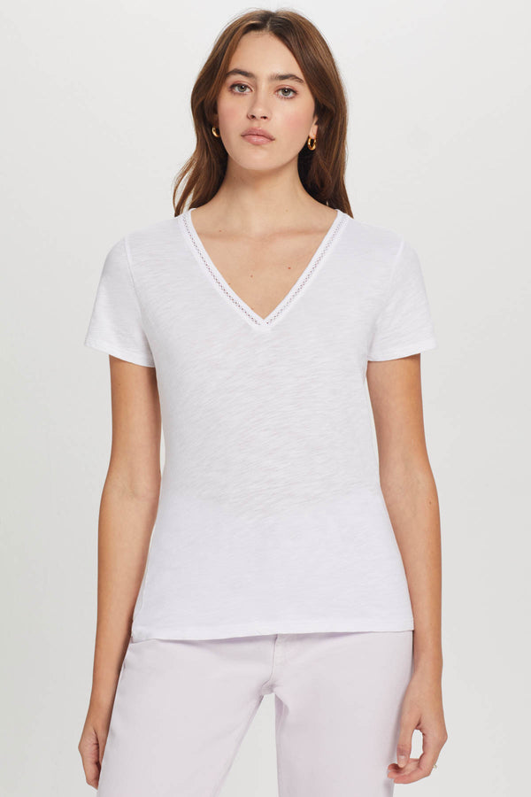 Honor Embroidered V Neck Tee - Goldie Lewinter